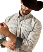Ariat Brown Geo Stripe Wrinkle Free Snap Shirt