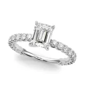 14K White Gold Emerald Cut Engagement Ring