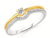 14k White and Yellow Gold .26 ct tw Diamond Double Band Fashion Ring