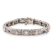 Art Deco 14k Diamond & Sapphire Line Bracelet
