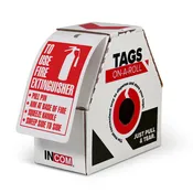 4 YEAR MONTHLY FIRE EXTINGUISHER INSPECTION RECORD DuraPly® Safety Tags-on-a-Roll 3 in x 6.25 in with Dispenser Box