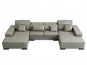 S1013 3pc. U shape Sectional Leather Sofa Set with side table and bookshelf — Stendmar