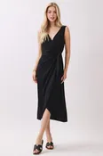 Black Sleeveless Wrap Dress