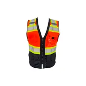 Tailored Class 2 Safety Vest — Black Bottom, Drop-Tail Back & Clear ID Pocket