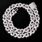 16mm Moissanite Infinity Link Chain – 925 Sterling Silver