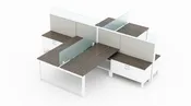 4-Person Open 5×5 Cubicle with Glass Stackers