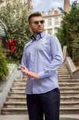 Blue Leaf Embeleshment Moda Dress Shirt