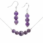 Amethysts On Silver ~ Necklace & Earrings Set