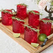 10 oz. Textured Beaded Red Old Fashion Drinking Glasses (Set of 6)