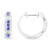 14kt White Gold Sapphire and Diamond Hoop Earrings