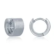 Sterling Silver Brushed 6x12mm Huggie Hoop Earrings