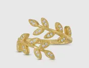 Adjustable Pave Leaf Ring