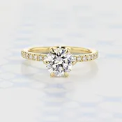 1.20 ct  Round Shape Lab Cultivated Diamond Micro-Prong Yellow Gold Engagement Ring (2006176)