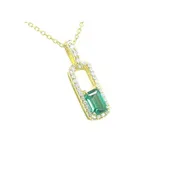 0.64 ct. Emerald-cut Emerald Pendant Necklace Natural Diamonds 18K Gold