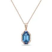 14 Karat Rose Gold Blue Topaz Pendant