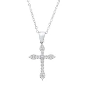 14K White Gold Cross