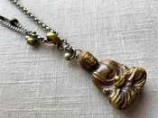 125 Antique Carved Jade Buddha (Dyed Jade) on mixed antique, vintage and reclaimed chain mix