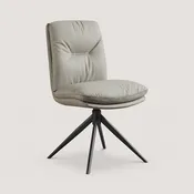 Carrara Beige Leather Swivel Dining Chair