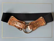 Claiborne Belt in Metallic Bronze Faux Crocodile with Black Strap