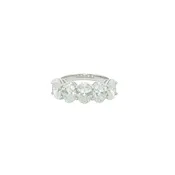 14K White Gold Oval 5 Stone Lab Diamond Wedding Band