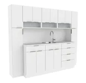 96" CONFIGA - Color Dispensary with Sink and Flanking Tall Storage Cabinets - E1139-96