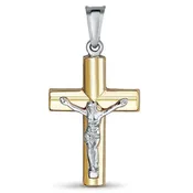 14 Karat 2 Tone Gold Cross Charm Pendant