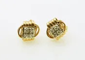 Earrings 14k Solid Gold Stud with Diamonds Extra Small