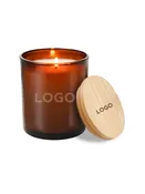 Amber Glass Candle with Lid - Customizable