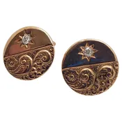 Hand Carved 18K 14K Rose Gold Diamond Earrings