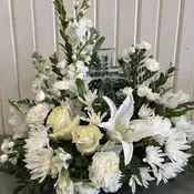 Elegant White Remembrance Cross Bouquet