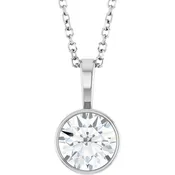 14K Gold Lab-Grown Diamond Solitaire Bezel Necklace - Options Available
