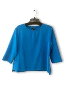 3/4 Sleeve Drop Shoulder Wide Neck Hi-Lo Knit Top -Petite