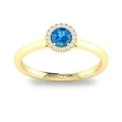 10K Gold Blue Topaz & Diamond Halo Ring