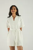 Barefoot in the Park Romper in Off-white -COL
