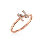 10K Rose Gold Womens Round Diamond N Initial Letter Ring 1/20 Cttw
