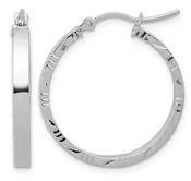 10kt white gold 3mm round polished hoop earrings with diamond cut edge