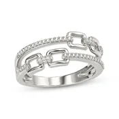 Diamond Accent Chain Link Fashion Ring Sterling Silver