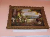 Massive 87×62 in Mediterranean Villa Oil Painting on Canvas Ornate Gilt Frame