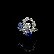 14K White Gold Sapphire and Diamond Semicircle Ring — Trésor