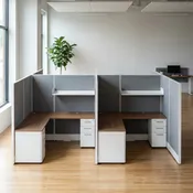 4 Person Cubicle Workstation — AIS Divi 66″ High Privacy Quad Pod
