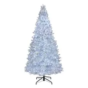 10 ft. Pre-Lit Crystal Pine Hinged Tree with RGB Lights, Plug-In