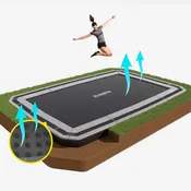 15ft x 10ft (Double Vented) North In-Ground Trampoline – Gray