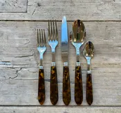 5 piece Faux Tortoise Flatwear