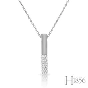 14K White Gold Diamond Bar Necklace