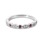 14k White Gold Ruby and Diamond Stackable Ring – PR1663DR