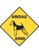 Airedale Terrier Crossing Dog Aluminum Sign or Vinyl Sticker - Weatherproof Novelty