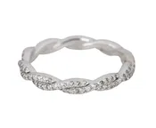 14K White Gold 0.50ctw Diamond 3mm Twisted Infinity Eternity Wedding Band Ring