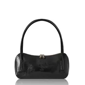 Italian Handmade Vegetable Tanned Leather Shoulder Bag: BLACK