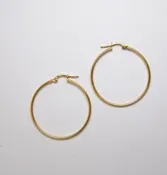 14K Gold 40mm Round Hoop Earrings
