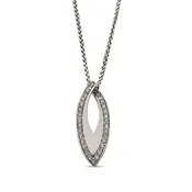 0.13ctw Round Brilliant Natural Diamond Navette-Shaped Pendant Necklace in 18k White Gold